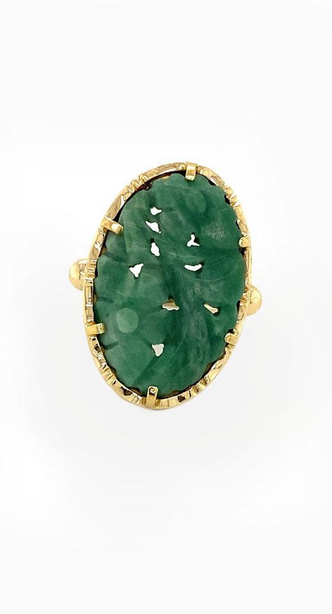 Vintage 14K Gold Ring with Jade